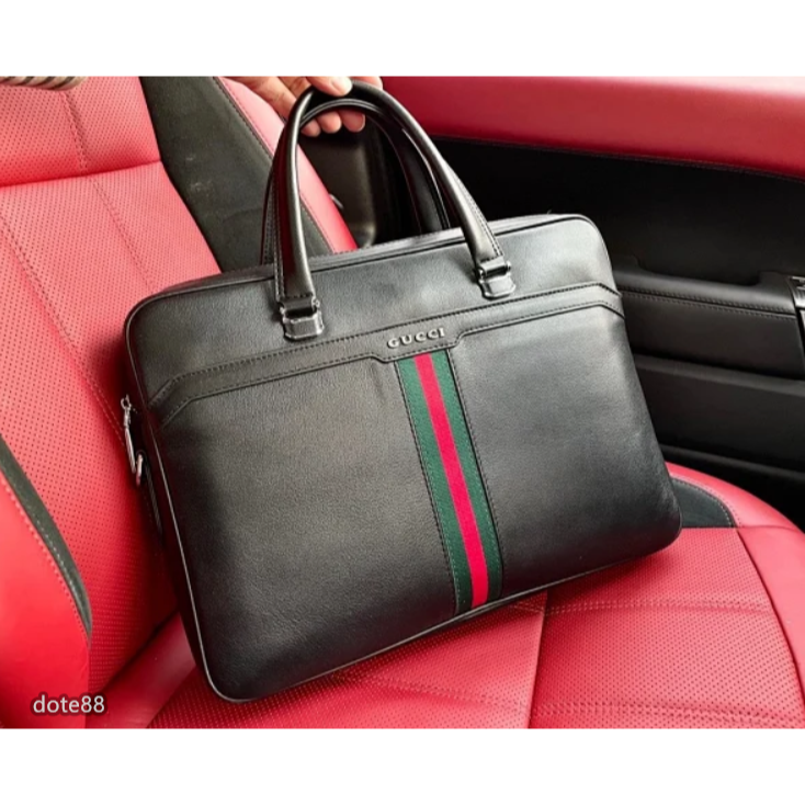 【GUCCI】古馳GG牛皮男士出差公文包大容量商務休閒手提電腦包單肩斜挎包父親節情人節生日禮物送領導上班出差必備商務風-細節圖2