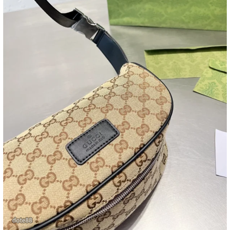 【GUCCI】古馳男士女士經典GG老花帆布腰包胸包單肩斜挎情侶包大容量多功能出門旅遊必備可斜挎休閒逛街情人節生日禮物-細節圖4