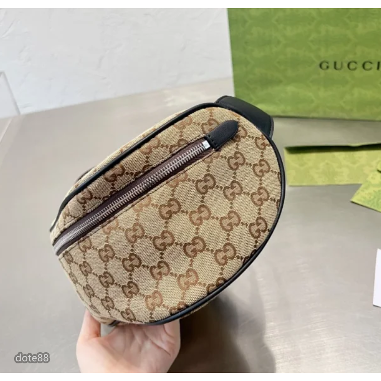 【GUCCI】古馳男士女士經典GG老花帆布腰包胸包單肩斜挎情侶包大容量多功能出門旅遊必備可斜挎休閒逛街情人節生日禮物-細節圖5