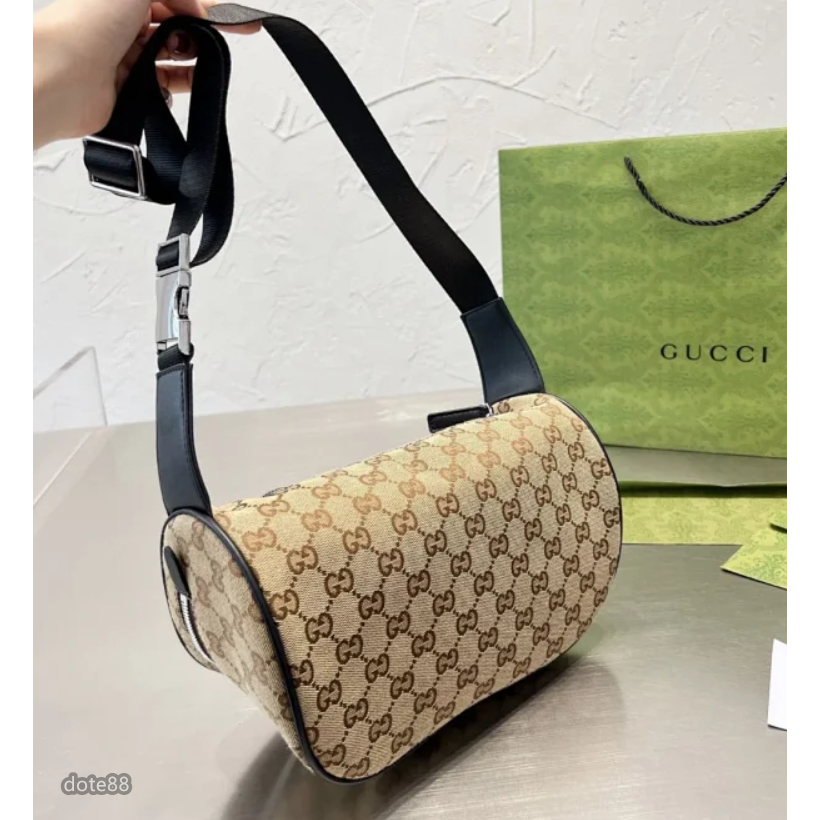 【GUCCI】古馳男士女士經典GG老花帆布腰包胸包單肩斜挎情侶包大容量多功能出門旅遊必備可斜挎休閒逛街情人節生日禮物-細節圖7