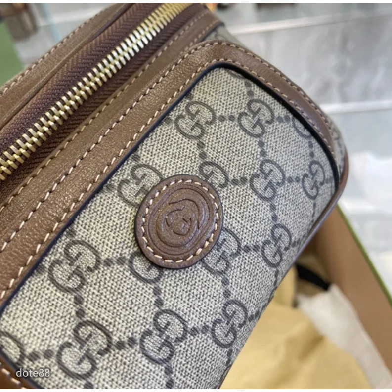 【GUCCI】古馳男士女士經典GG老花帆布腰包胸包單肩斜挎情侶包大容量多功能出門旅遊必備可斜挎休閒逛街情人節生日禮物-細節圖3