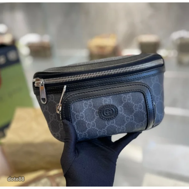 【GUCCI】古馳男士女士經典GG老花帆布腰包胸包單肩斜挎情侶包大容量多功能出門旅遊必備可斜挎休閒逛街情人節生日禮物-細節圖8