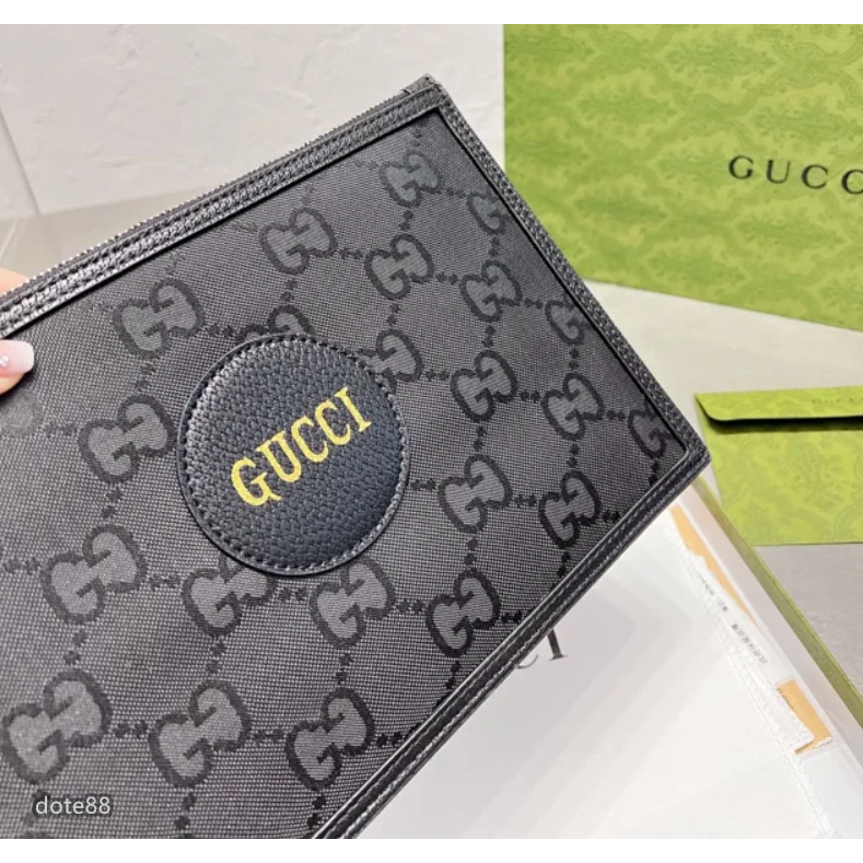 【GUCCI】古馳2022新款手拿包雙GG帆布拼皮簡約手抓包夾包男士錢包經典印花大容量多功能適合上班旅遊必備可斜挎休閒-細節圖4