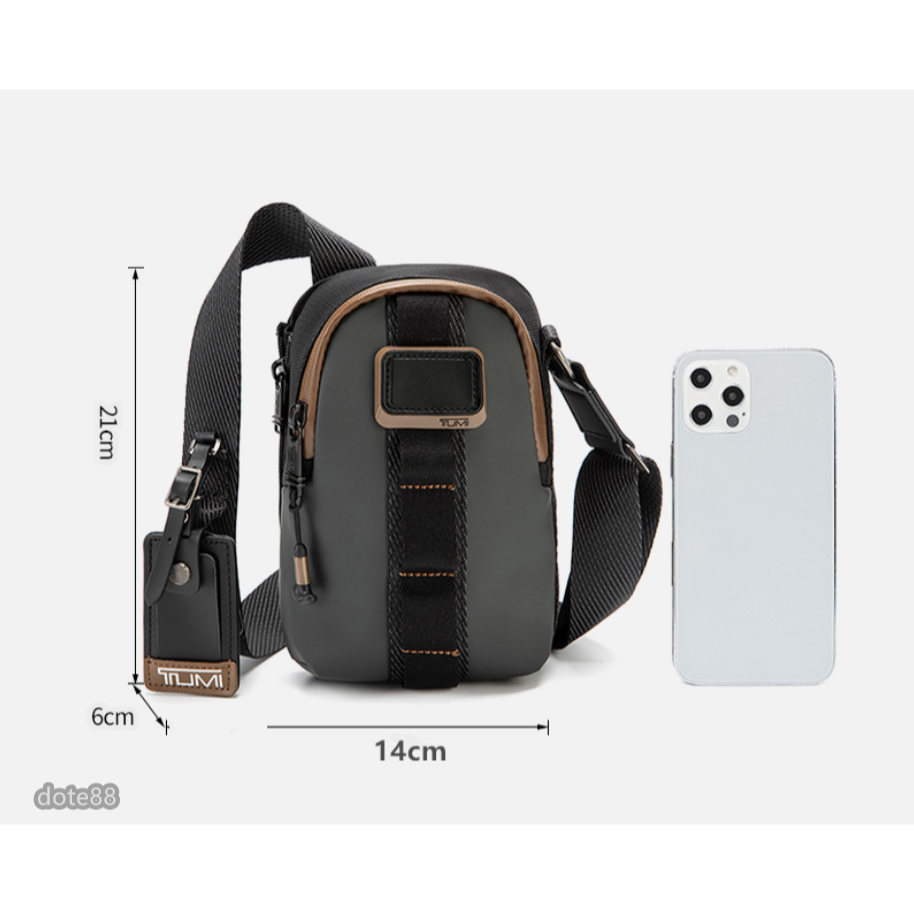 TUMI途米男士黑色單肩包胸包腰包手機包斜挎包尼龍材質拉鍊口袋鑰匙包多功能可調節肩帶送男友生日禮物大容量簡便出門必備-細節圖8
