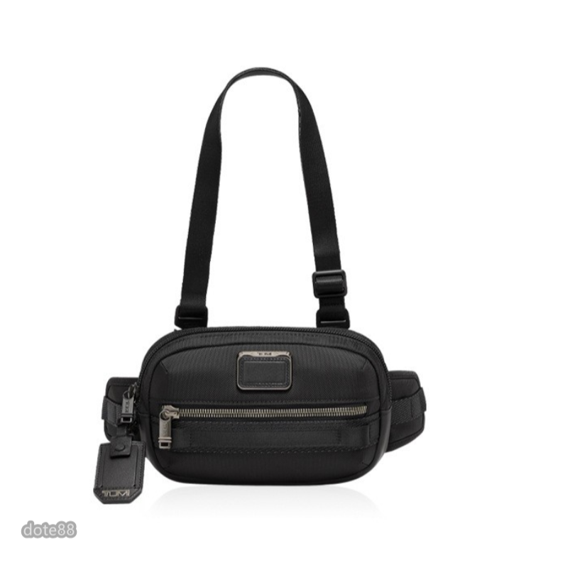 TUMI途米男士兩個肩帶黑色可單肩包可腰包可斜挎包手機包相機包快捷手機袋尼龍材質拉鍊口袋鑰匙包多功能可調節肩帶大容量-細節圖2