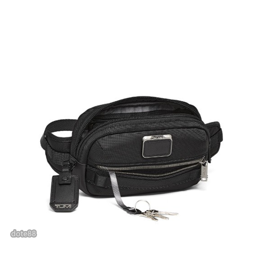 TUMI途米男士兩個肩帶黑色可單肩包可腰包可斜挎包手機包相機包快捷手機袋尼龍材質拉鍊口袋鑰匙包多功能可調節肩帶大容量-細節圖3