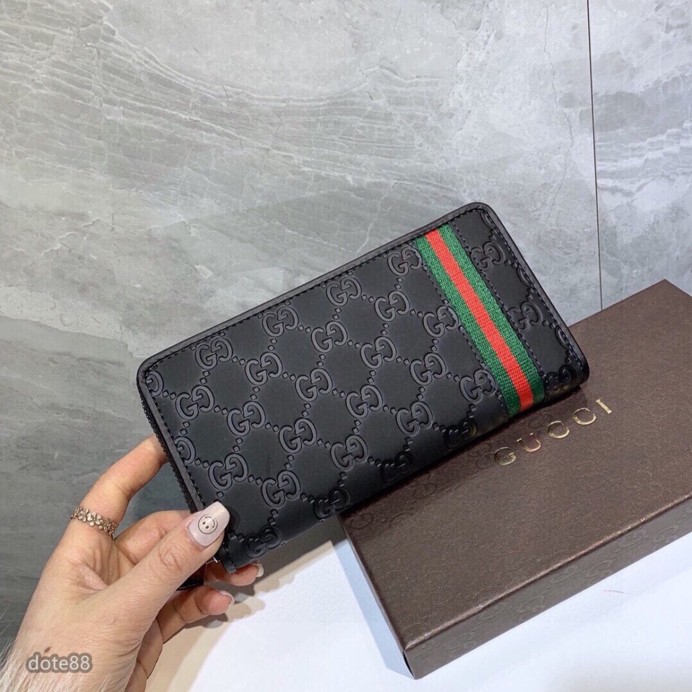 【GUCCI】古馳新款男士女士通用款錢包手拿包手抓包夾包浮雕雙經典GG印花簡約經典老印花大容量多功能上班商務出門必備-細節圖7