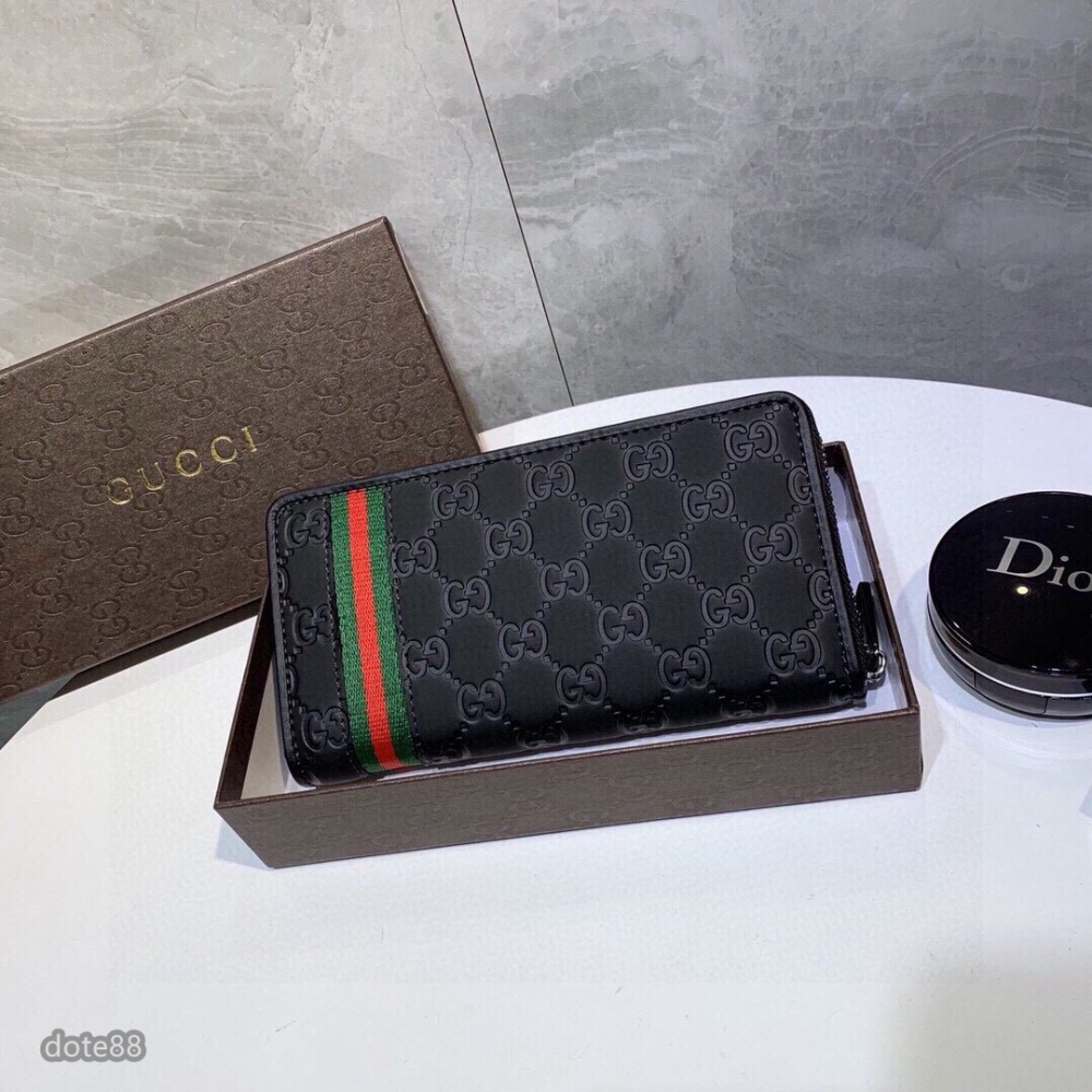 【GUCCI】古馳新款男士女士通用款錢包手拿包手抓包夾包浮雕雙經典GG印花簡約經典老印花大容量多功能上班商務出門必備-細節圖9