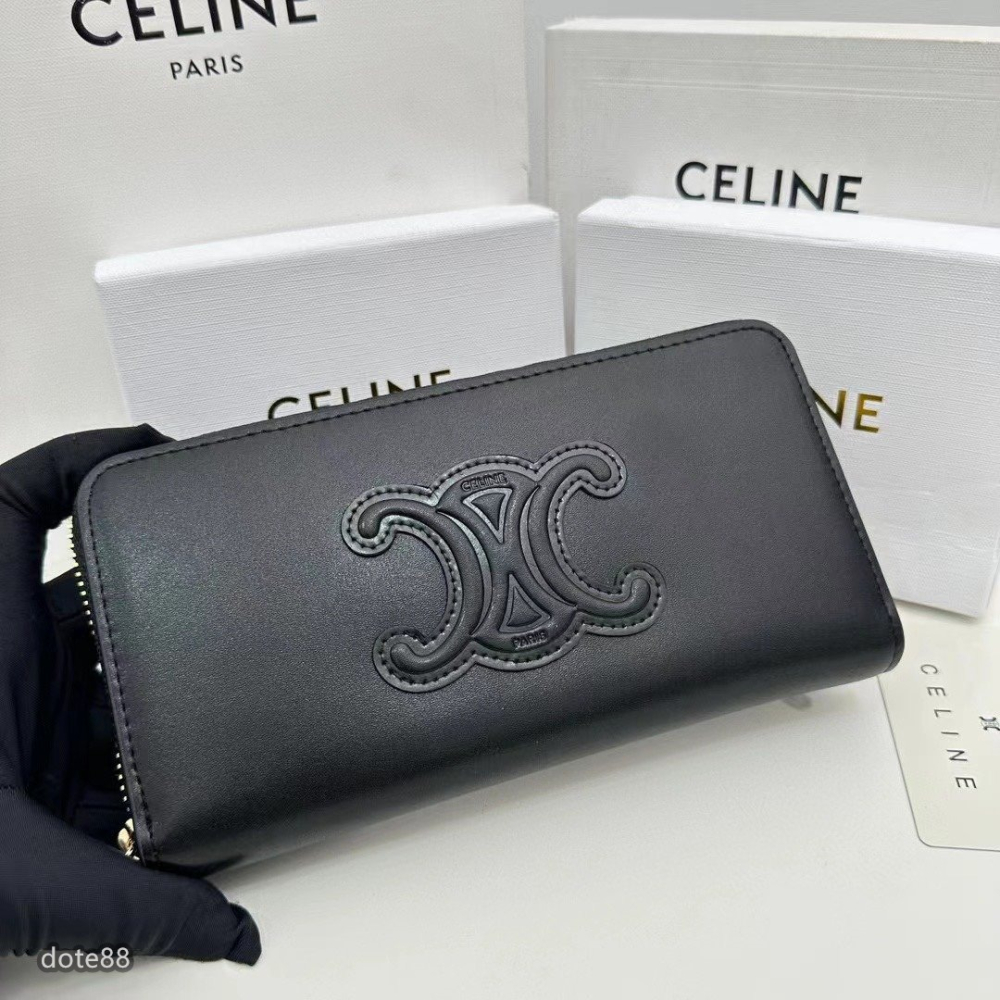 【Celine】賽琳男士女士同款錢包手拿包手抓包夾包簡約大容量多隔層拉鏈封口多功能適合上班商務出門必備休閒逛街多卡槽-細節圖6