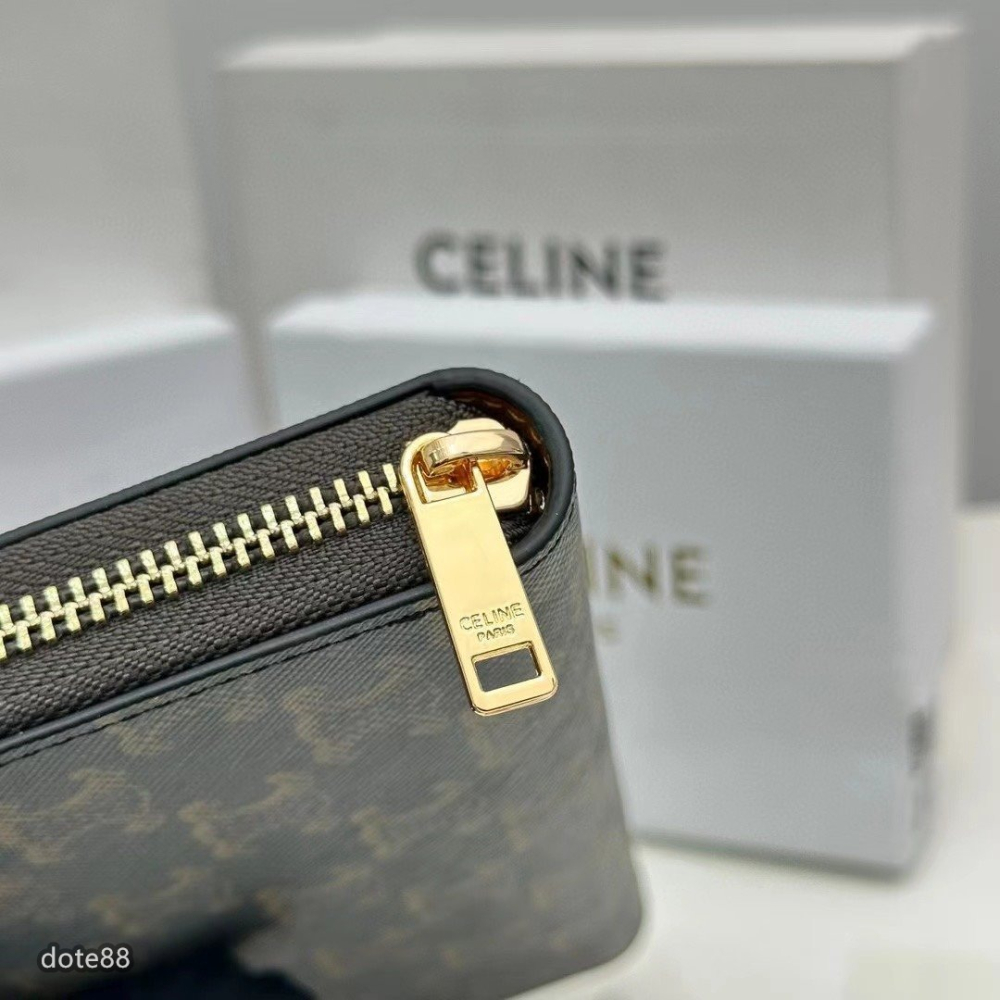 【Celine】賽琳男士女士同款錢包手拿包手抓包夾包經典老花簡約大容量多卡槽多隔層拉鏈封口多功能適合上班出門必備休閒-細節圖2