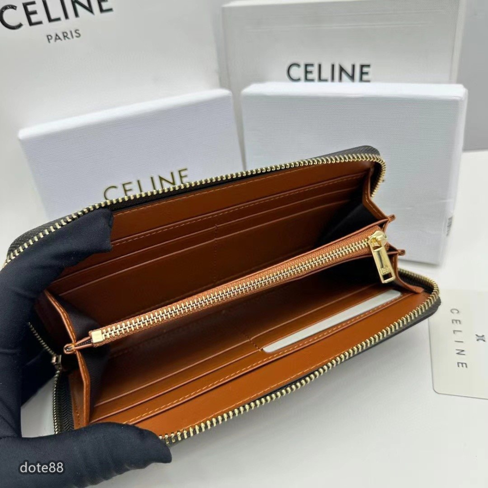 【Celine】賽琳男士女士同款錢包手拿包手抓包夾包經典老花簡約大容量多卡槽多隔層拉鏈封口多功能適合上班出門必備休閒-細節圖4