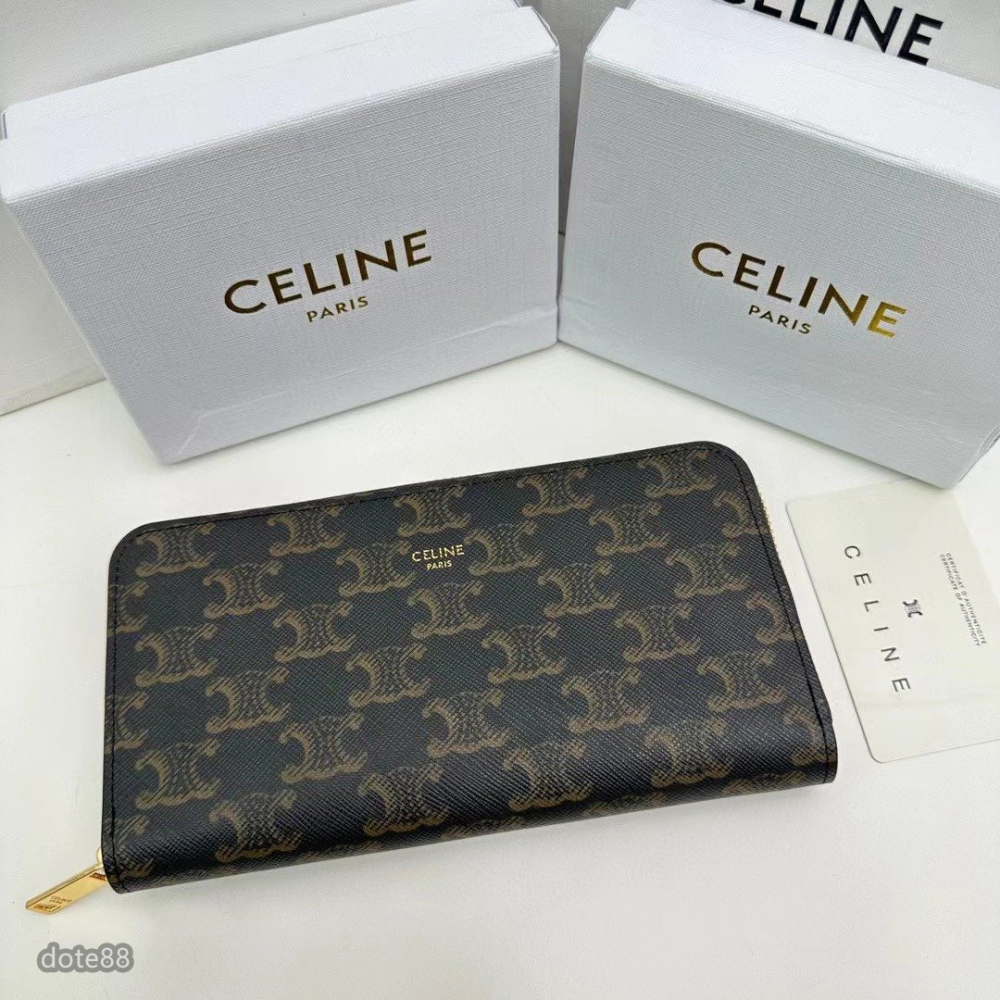 【Celine】賽琳男士女士同款錢包手拿包手抓包夾包經典老花簡約大容量多卡槽多隔層拉鏈封口多功能適合上班出門必備休閒-細節圖7