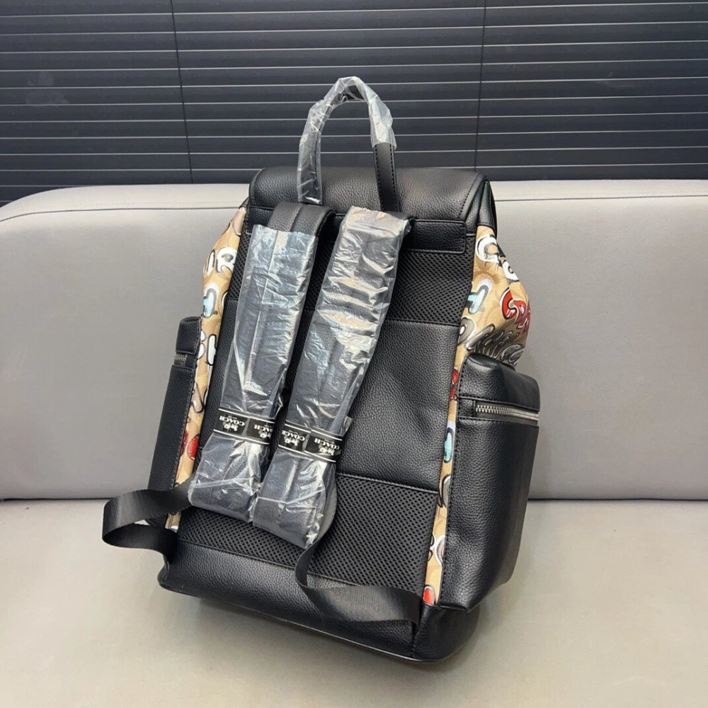 Coach蔻馳雙肩包 Sprint塗鴉翻蓋包 抽繩雙肩後背包 男女通用款背包 大容量旅行包 休閒包 登山包 商務通勤男包-細節圖4