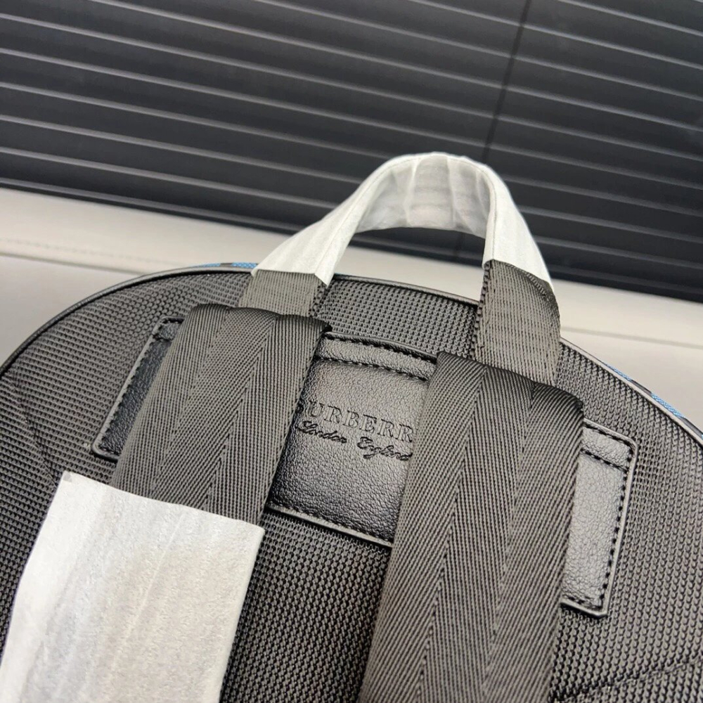Burberry雙肩包 戰馬背包 男女通用款雙肩後背包 休閒包 經典印花藍色帆布包 男生背包 通勤百搭電腦包 多隔層筆電-細節圖9