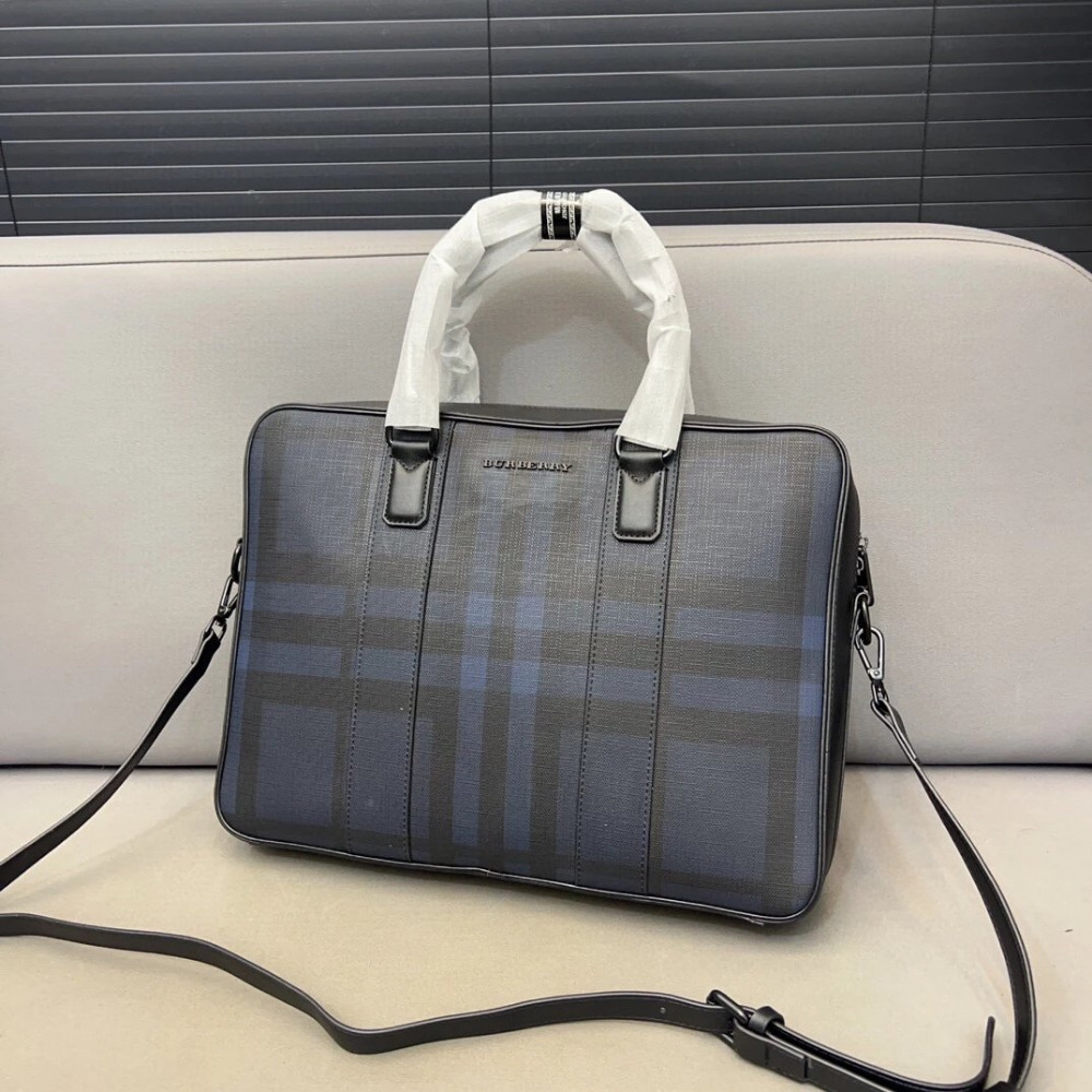 Burberry戰馬公事包 經典格紋電腦包 男生公事包 大容量多隔層筆電背包 男生包包 商務出差背包-規格圖9