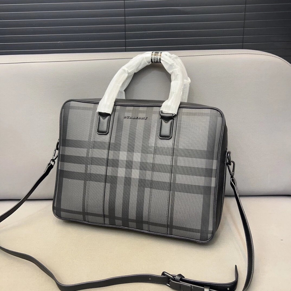 Burberry戰馬公事包 經典格紋電腦包 男生公事包 大容量多隔層筆電背包 男生包包 商務出差背包-規格圖9