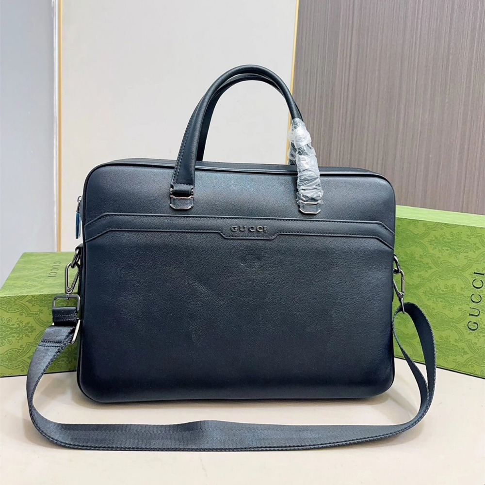 GUCCI背包 古馳公事包 黑色真皮背包 男生公事包 單肩包 斜背電腦包 多隔層筆電背包 男女通用款公事包 牛皮背包-規格圖9