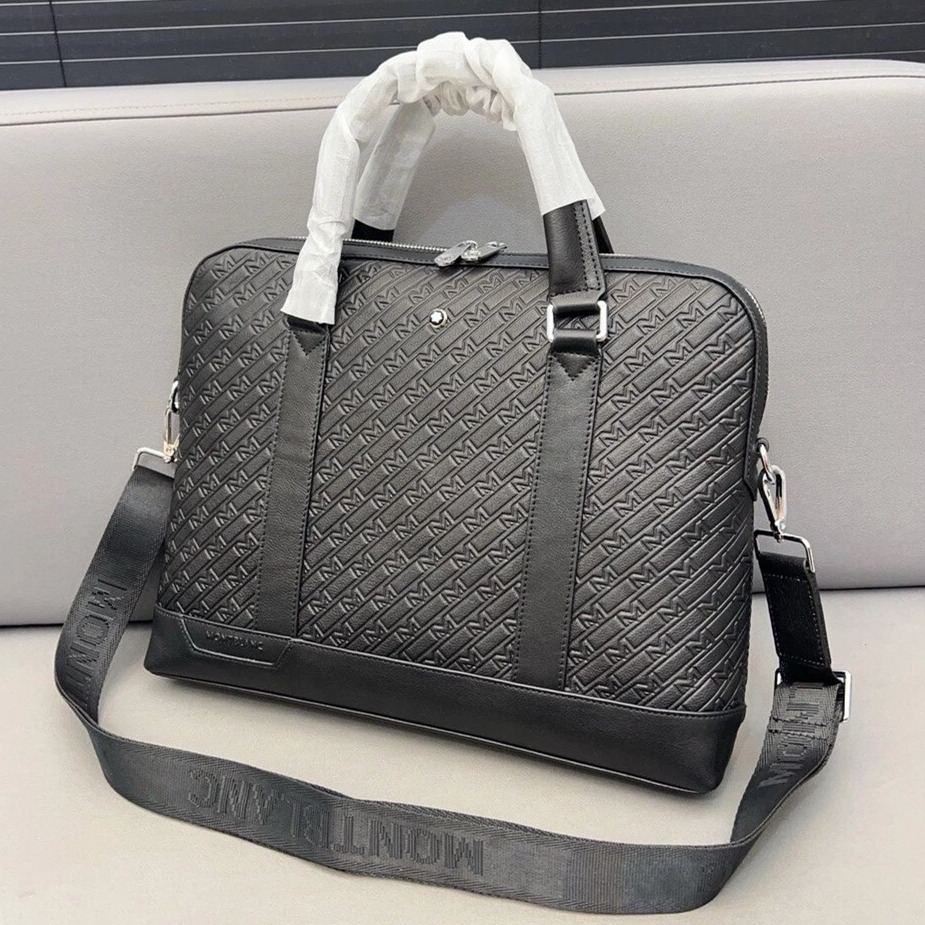 Montblanc萬寶龍公事包 M_GRAM系列牛皮壓花男生公事包 公文包 大容量筆電背包 電腦包 商務出差背包 黑色牛-規格圖9