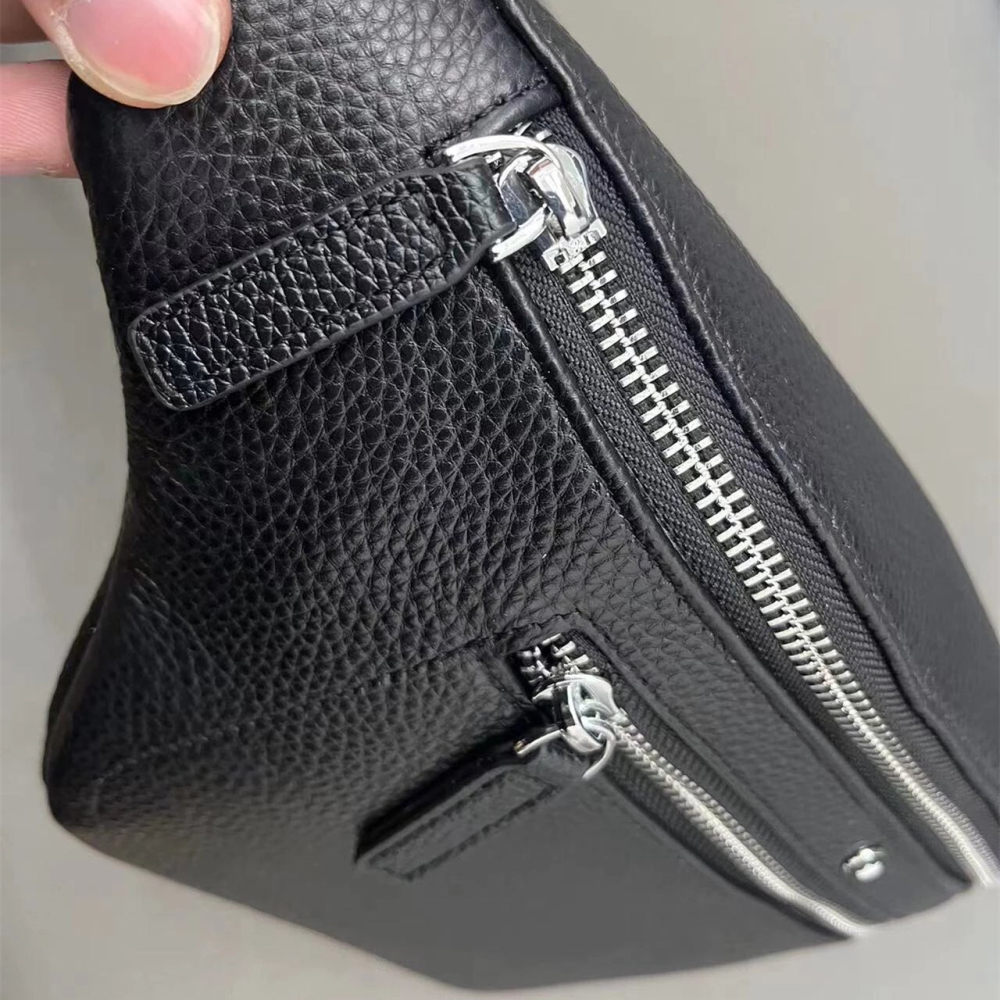 Montblanc萬寶龍包包 男生胸包 牛皮腰包 黑色真皮背包男 斜背包 斜背包 休閒包 運動腰包 手機袋 男士胸包-細節圖6