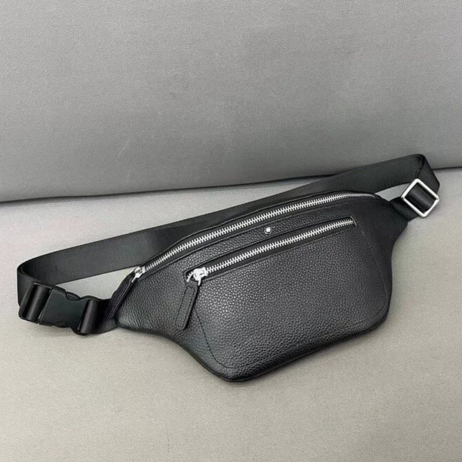 Montblanc萬寶龍包包 男生胸包 牛皮腰包 黑色真皮背包男 斜背包 斜背包 休閒包 運動腰包 手機袋 男士胸包-規格圖9