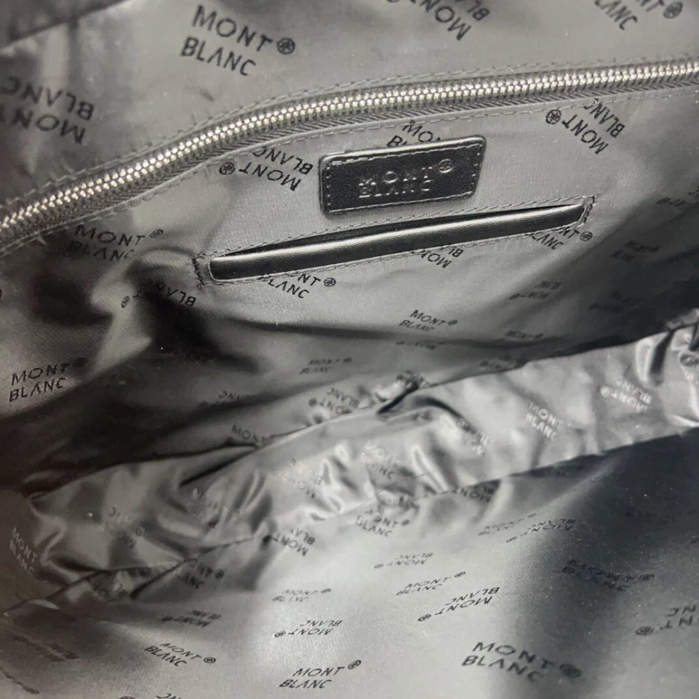 Montblanc萬寶龍公事包 男生背包 大容量多隔層公文包 商務通勤筆電背包 手提袋 壓花牛皮包包 黑色真皮皮質背包男-細節圖9