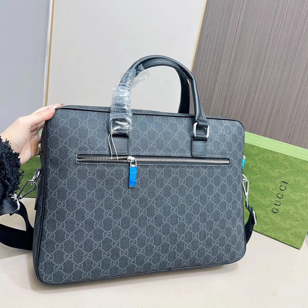 GUCCI公事包 古馳背包 男生公事包 商務出差筆電背包 電腦包 多隔層大容量手提袋 經典老花色公文包 通勤男包-細節圖2