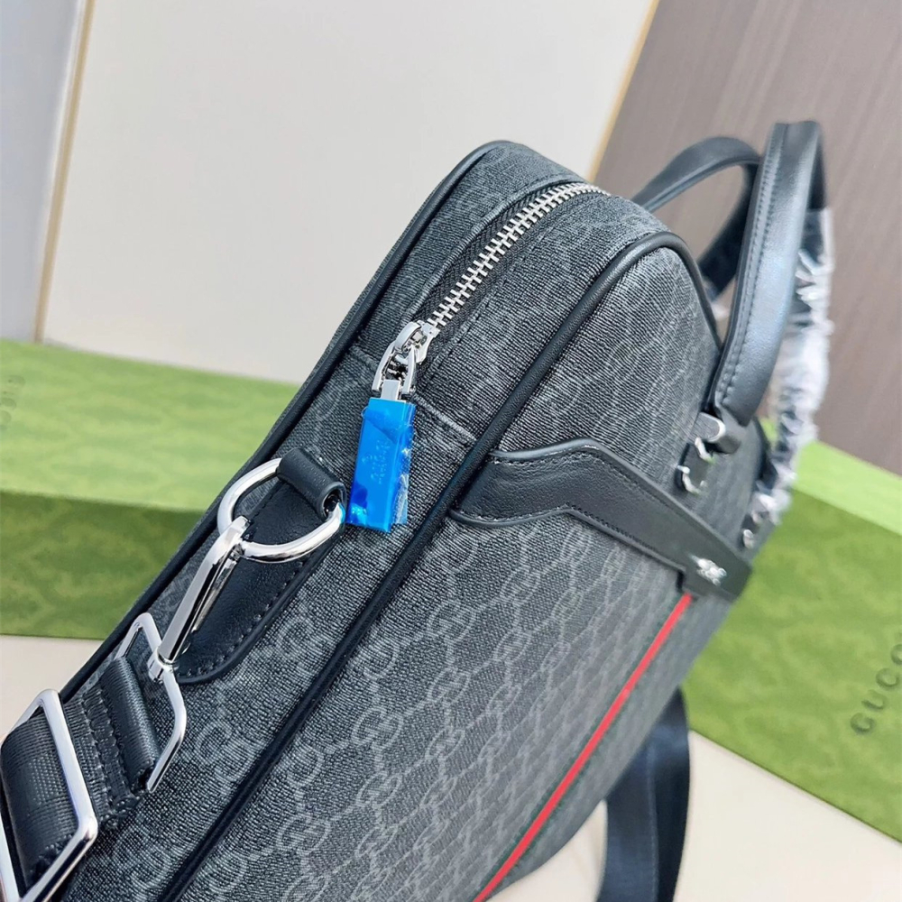 GUCCI公事包 古馳背包 男生公事包 商務出差筆電背包 電腦包 多隔層大容量手提袋 經典老花色公文包 通勤男包-細節圖4