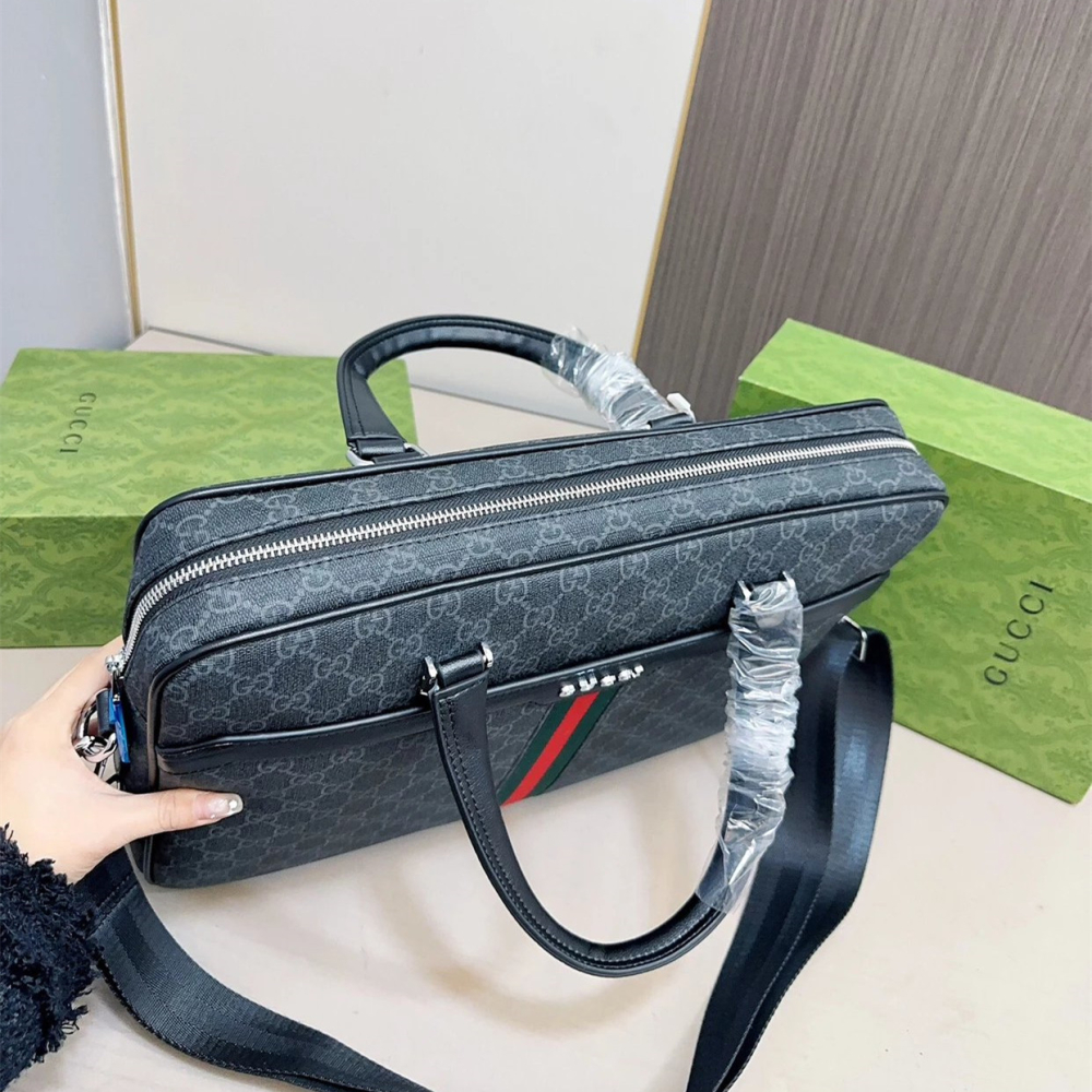 GUCCI公事包 古馳背包 男生公事包 商務出差筆電背包 電腦包 多隔層大容量手提袋 經典老花色公文包 通勤男包-細節圖5