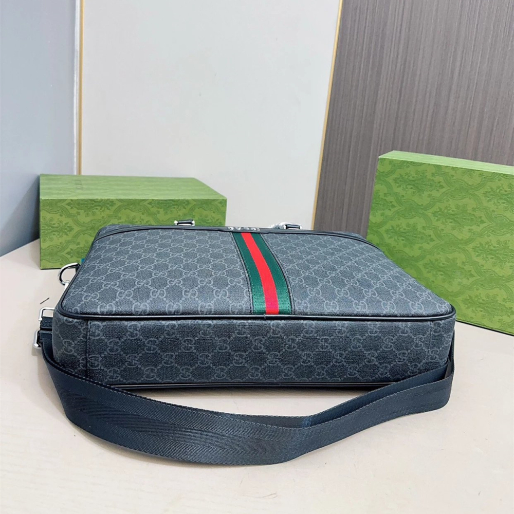 GUCCI公事包 古馳背包 男生公事包 商務出差筆電背包 電腦包 多隔層大容量手提袋 經典老花色公文包 通勤男包-細節圖6