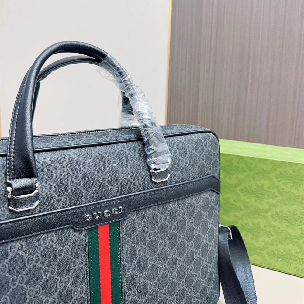 GUCCI公事包 古馳背包 男生公事包 商務出差筆電背包 電腦包 多隔層大容量手提袋 經典老花色公文包 通勤男包-細節圖7