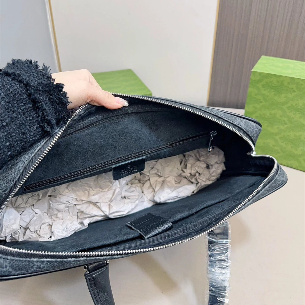 GUCCI公事包 古馳背包 男生公事包 商務出差筆電背包 電腦包 多隔層大容量手提袋 經典老花色公文包 通勤男包-細節圖9