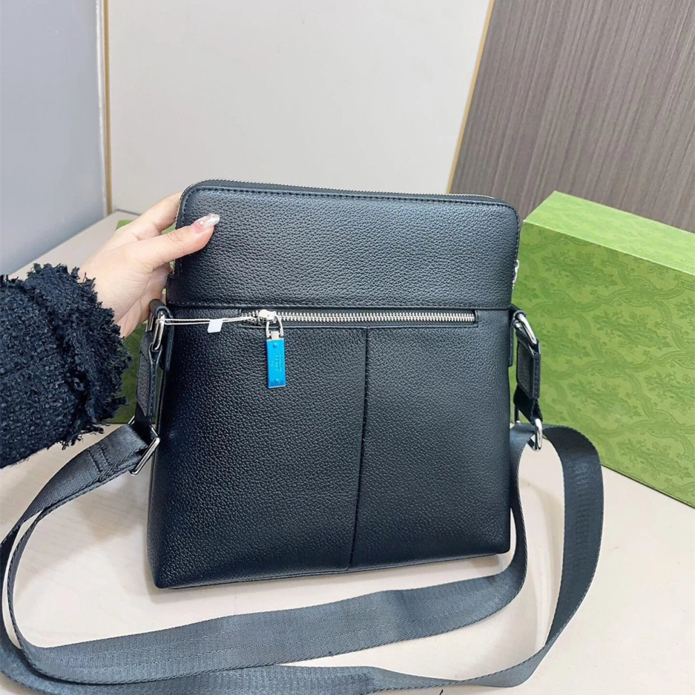 GUCCI包包 男生斜背包 古馳背包 郵差包 黑色荔枝紋牛皮包包 真皮背包 男士背包 大容量小方包 休閒包 旅行包 商務-細節圖5