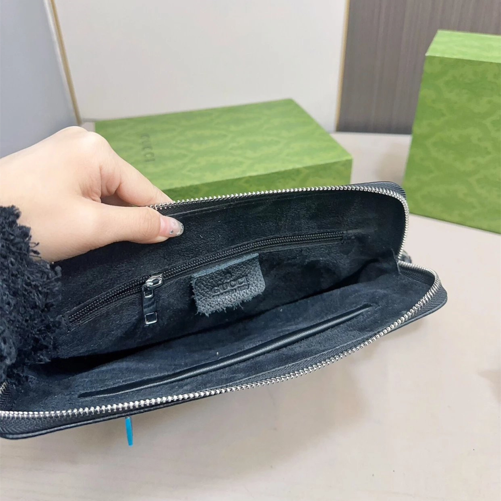 GUCCI包包 男生斜背包 古馳背包 郵差包 黑色荔枝紋牛皮包包 真皮背包 男士背包 大容量小方包 休閒包 旅行包 商務-細節圖6