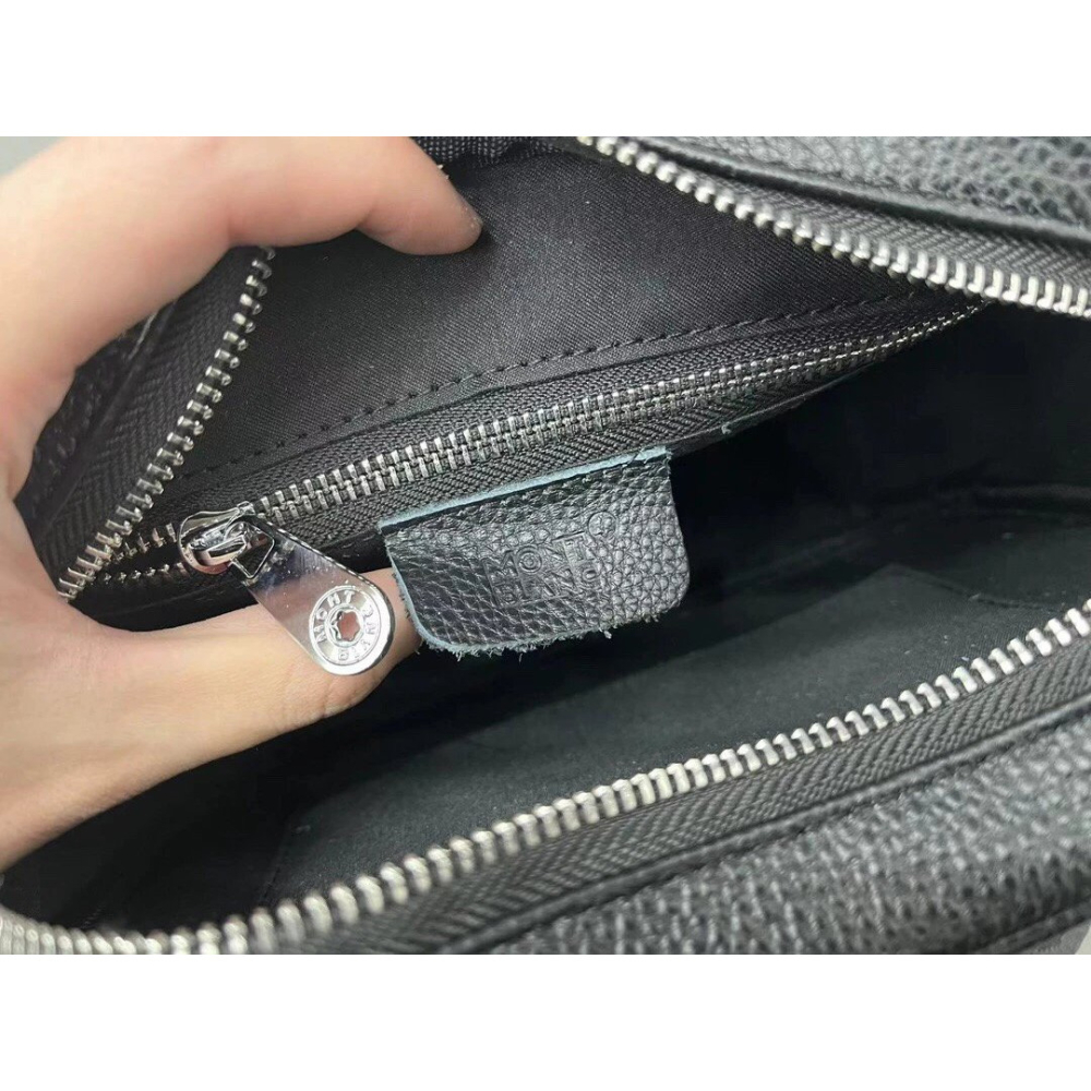 Montblanc萬寶龍包包 牛皮背包 相機包 男生單肩包 側背包 斜背包 手機袋 斜背包 黑色真皮休閒包 時尚通勤百搭-細節圖5