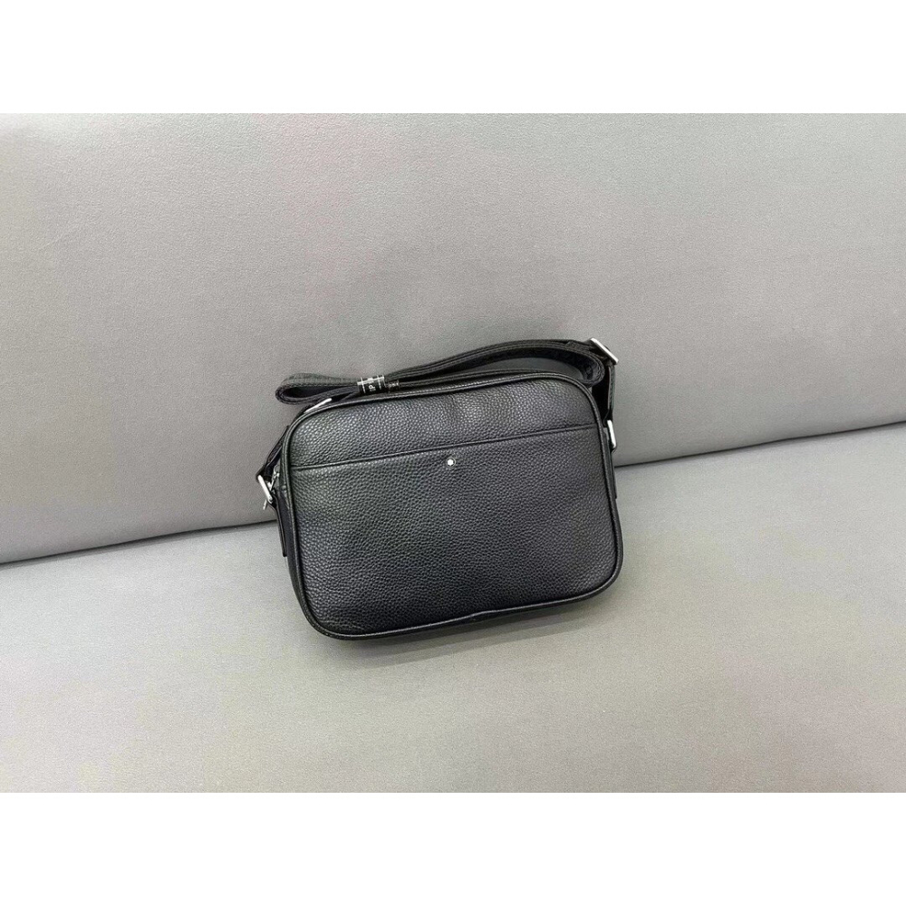 Montblanc萬寶龍包包 牛皮背包 相機包 男生單肩包 側背包 斜背包 手機袋 斜背包 黑色真皮休閒包 時尚通勤百搭-細節圖6