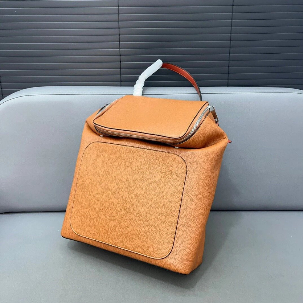 Loewe羅意威背包 Goya雙肩包 男女通用背包 大容量書包 棕色皮質包包 牛皮單肩側背包 手提袋 女生啥滾進後背包-規格圖1