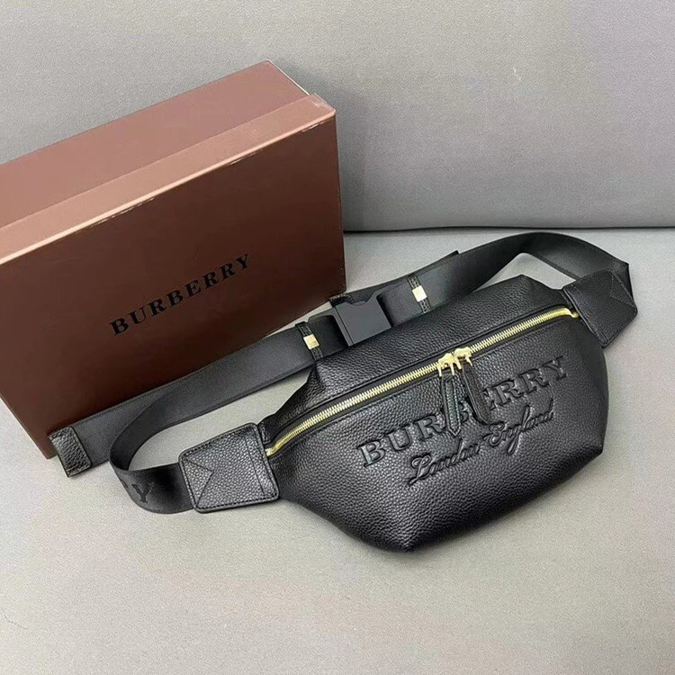 Burberry戰馬胸包 巴寶莉背包 男生胸包 男女通用款腰包 黑色真皮包包 皮質背包 斜背包 側背包 小背包 情侶包包-細節圖2