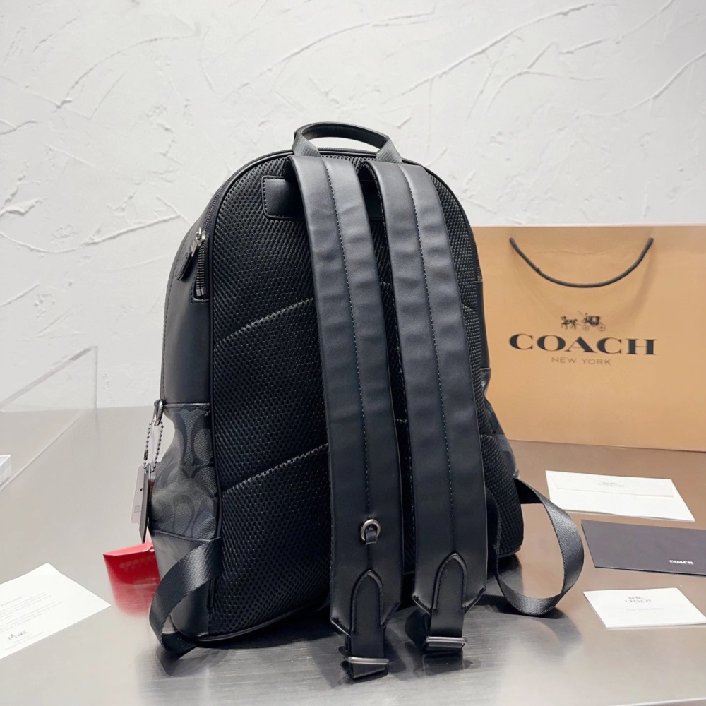 Coach雙肩包 蔻馳包包 男生雙肩後背包 大容量多隔層電腦包 筆電背包 商務通勤包 運動包 旅行包 學生書包 經典老花-細節圖3