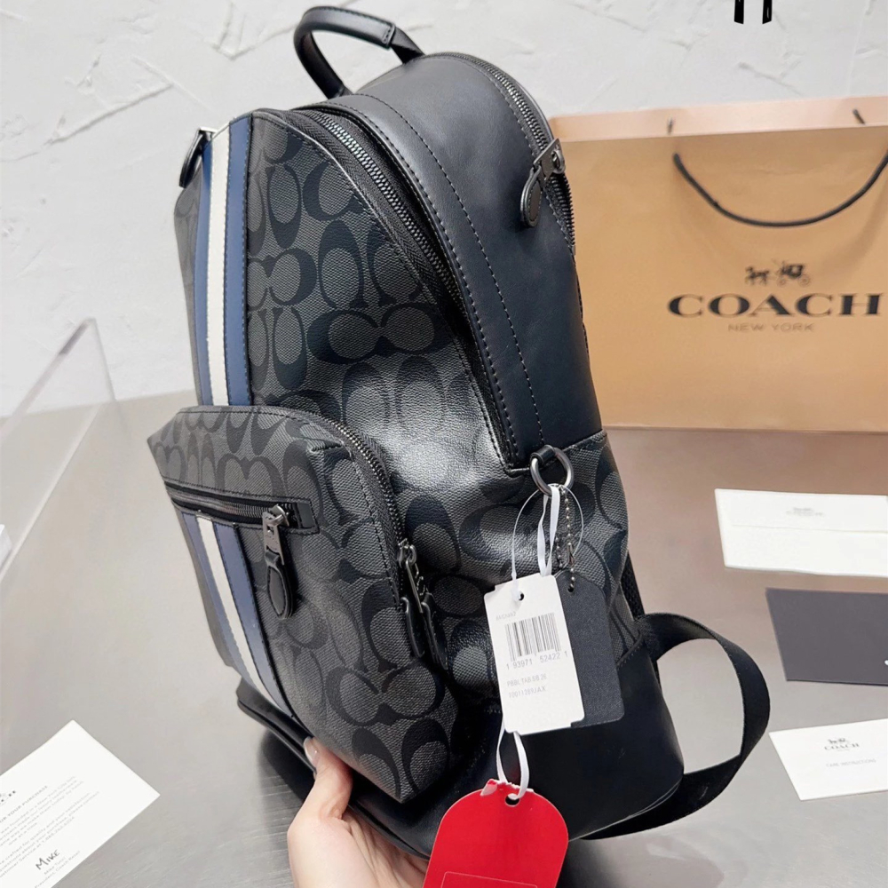 Coach雙肩包 蔻馳包包 男生雙肩後背包 大容量多隔層電腦包 筆電背包 商務通勤包 運動包 旅行包 學生書包 經典老花-細節圖4