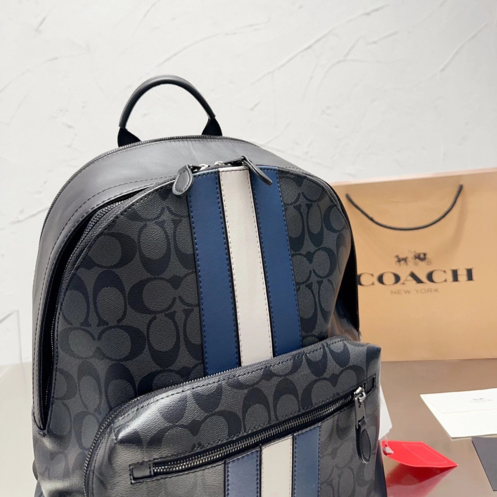 Coach雙肩包 蔻馳包包 男生雙肩後背包 大容量多隔層電腦包 筆電背包 商務通勤包 運動包 旅行包 學生書包 經典老花-細節圖7