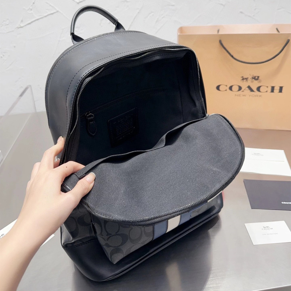 Coach雙肩包 蔻馳包包 男生雙肩後背包 大容量多隔層電腦包 筆電背包 商務通勤包 運動包 旅行包 學生書包 經典老花-細節圖9
