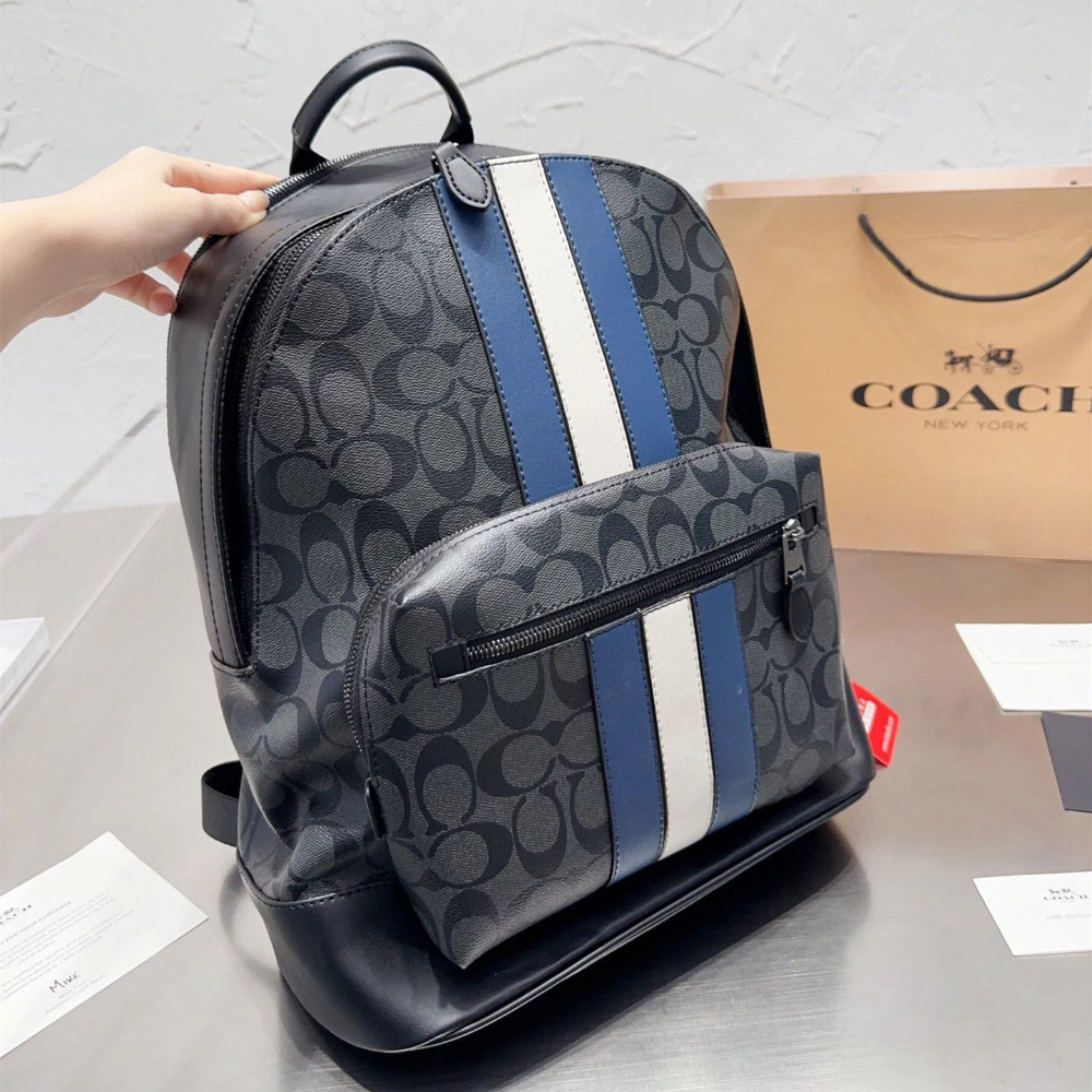 Coach雙肩包 蔻馳包包 男生雙肩後背包 大容量多隔層電腦包 筆電背包 商務通勤包 運動包 旅行包 學生書包 經典老花-規格圖9