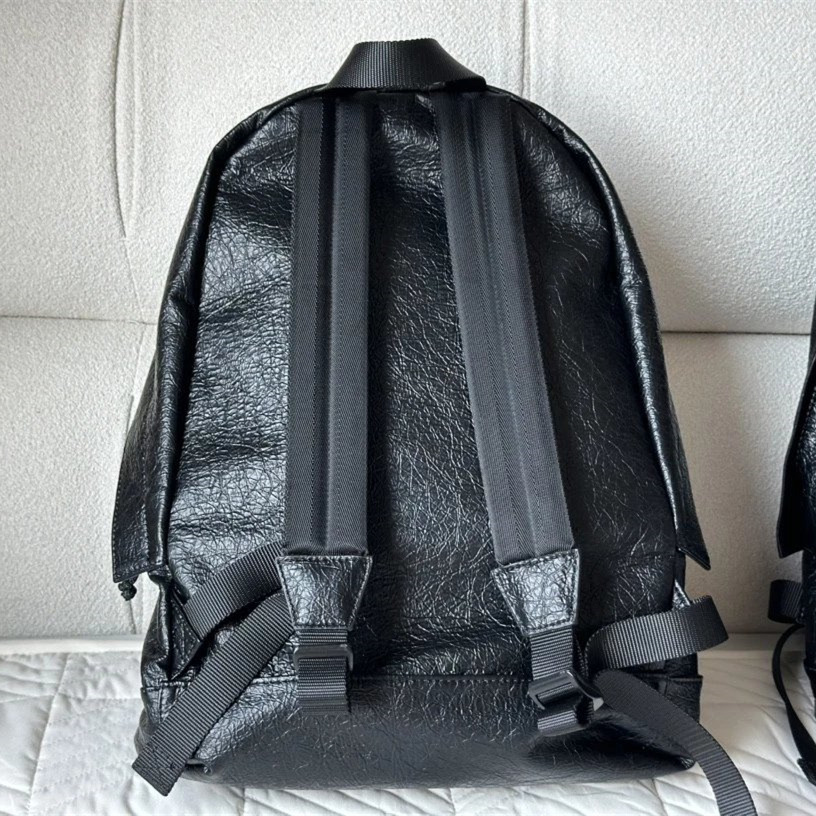 BALENCIAGA巴黎世家雙肩包 EXPLORER男生背包 黑色皮質包包 牛皮包包 大容量多隔層電腦包 筆電背包 旅行-細節圖2