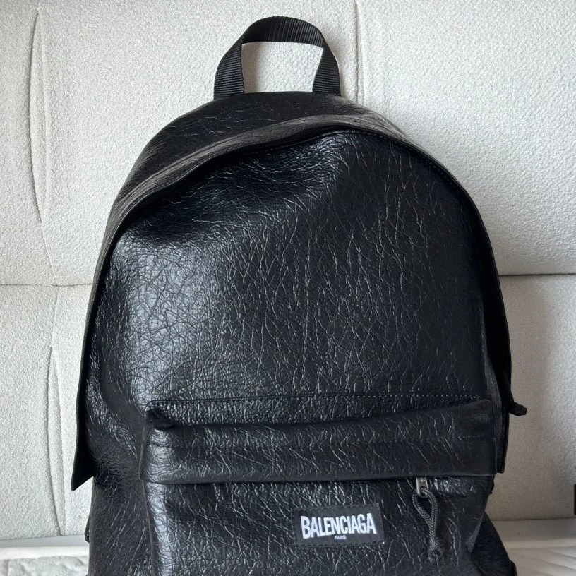 BALENCIAGA巴黎世家雙肩包 EXPLORER男生背包 黑色皮質包包 牛皮包包 大容量多隔層電腦包 筆電背包 旅行-細節圖4