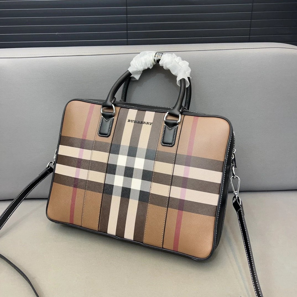 Burberry戰馬公事包 巴寶莉包包 男生斜背包 單肩包 側背包 手提袋 多隔層多功能背包 經典格子電腦包 筆電背包-規格圖8