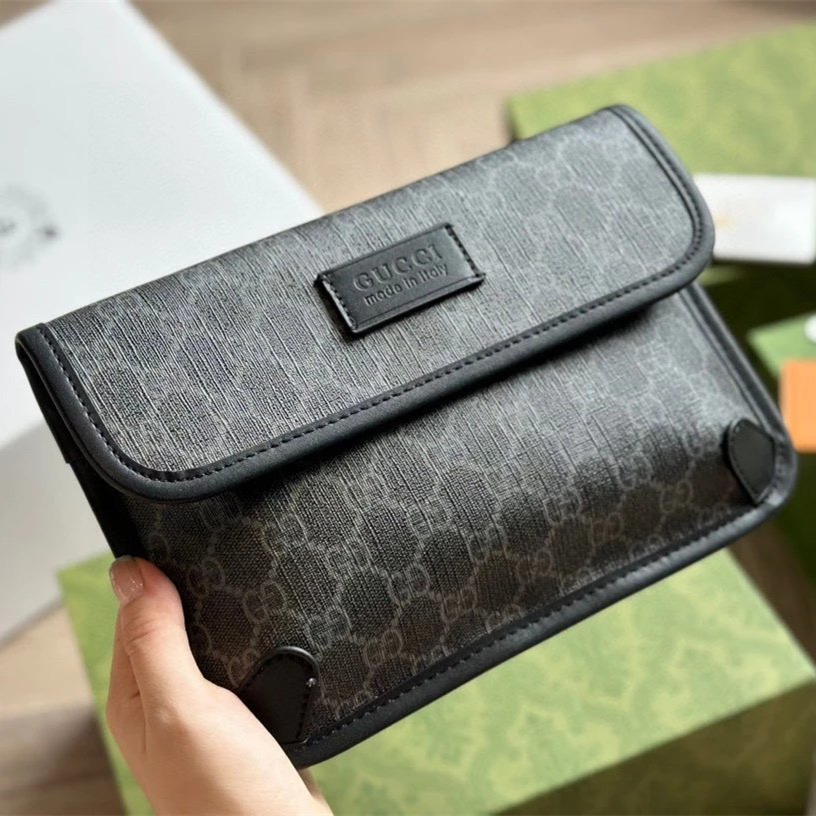 Gucci胸包 古馳包包 男生包包 Black經典老花斜背包 印花腰包 時尚休閒包 男女同款斜背包 側背包 翻蓋包 小背-規格圖10