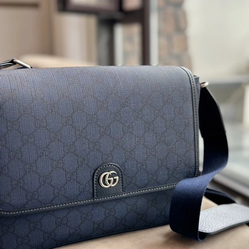 Gucci古馳包包 男生包包 Ophidia系列中號翻蓋郵差包 信封包 經典老花單肩包 側背包 斜背包 通勤休閒包 小方-細節圖5