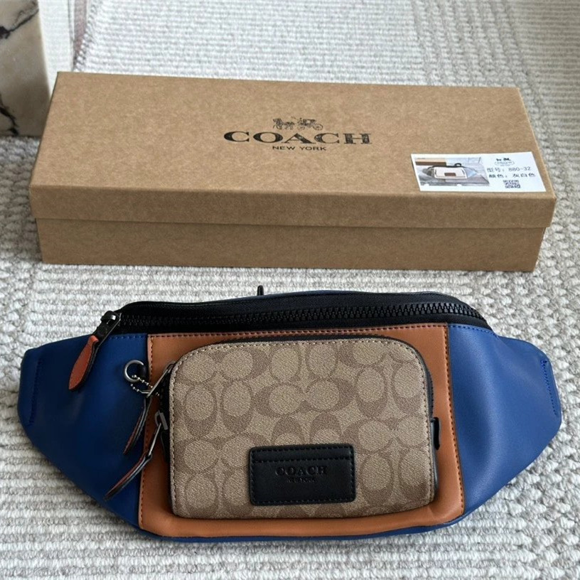 Coach蔻馳胸包 經典老花拼色腰包 男生胸包 男女通用情侶背包 TRACK腰包 單肩包 側背包 斜背包 休閒包 運動旅-細節圖6