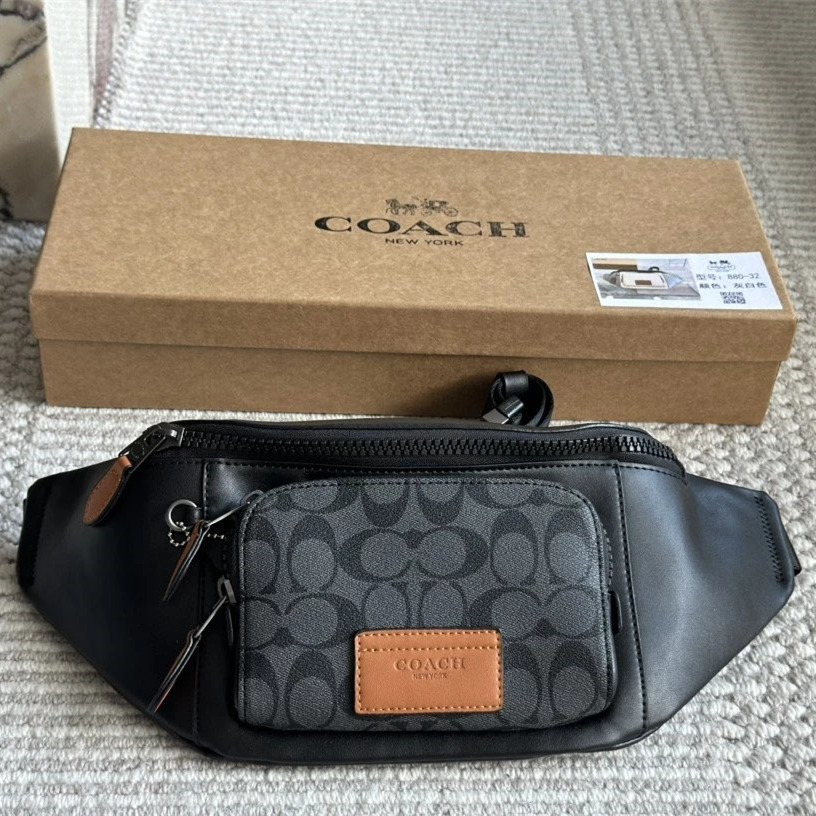 Coach蔻馳胸包 經典老花拼色腰包 男生胸包 男女通用情侶背包 TRACK腰包 單肩包 側背包 斜背包 休閒包 運動旅-細節圖8