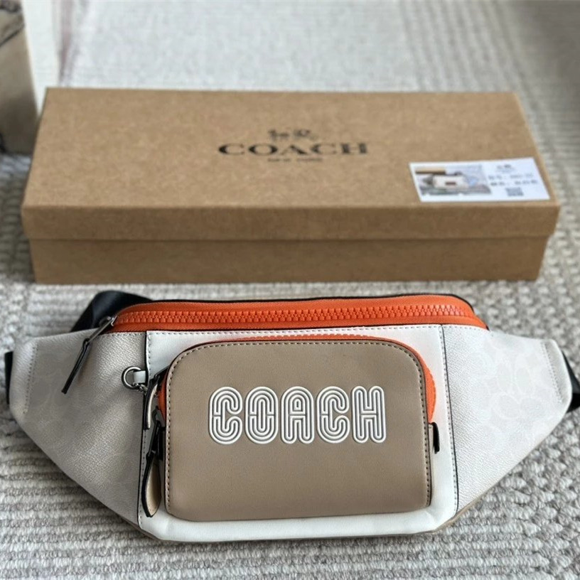 Coach蔻馳胸包 經典老花拼色腰包 男生胸包 男女通用情侶背包 TRACK腰包 單肩包 側背包 斜背包 休閒包 運動旅-細節圖9